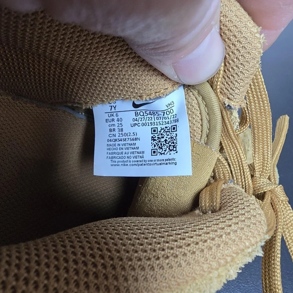 Nike Shoes Youth 7Y Tan Air Force 1 Wheat Suede Low Top Gum Sole Sneakers Swoosh